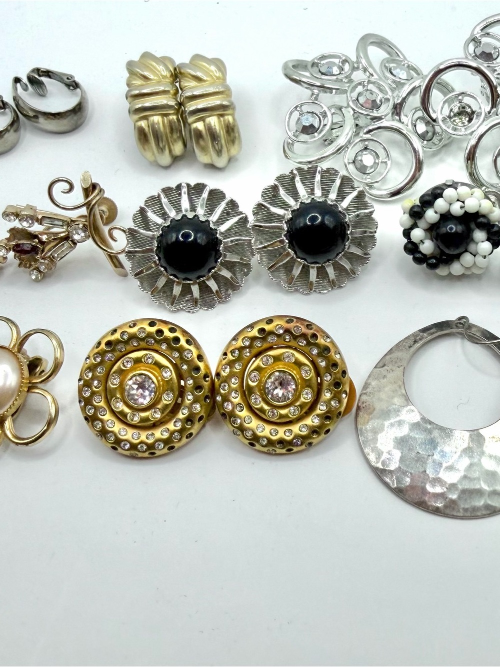 Vintage Gold Silver Tone Bundle 9 pairs of Earrings Various Brands